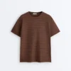 Camiseta oversize de manga corta a rayas de mezcla de algodón para pantalones cortos Camiseta oversize de manga corta a rayas de mezcla de algodón para pantalones cortos