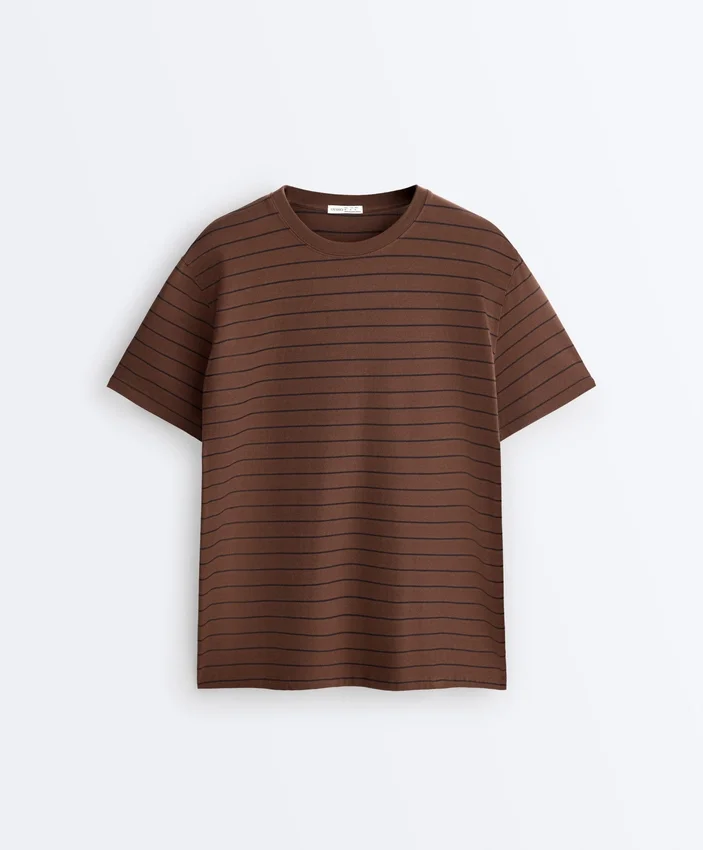 Camiseta oversize de manga corta a rayas de mezcla de algodón para pantalones cortos Camiseta oversize de manga corta a rayas de mezcla de algodón para pantalones cortos