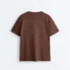 Camiseta oversize de manga corta a rayas de mezcla de algodón para pantalones cortos Camiseta oversize de manga corta a rayas de mezcla de algodón para pantalones cortos