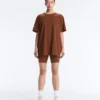 Camiseta oversize de manga corta de mezcla de algodón