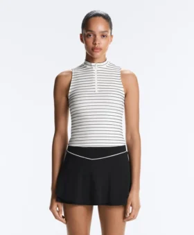 Camiseta sin mangas a rayas con media cremallera