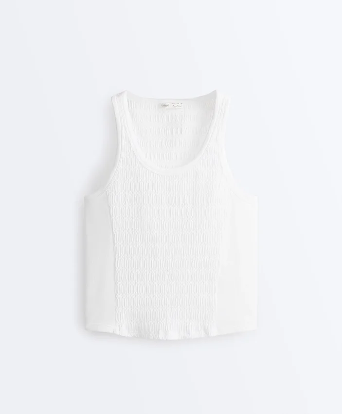 Camiseta sin mangas sin costuras con fruncidos Camiseta sin mangas sin costuras con fruncidos