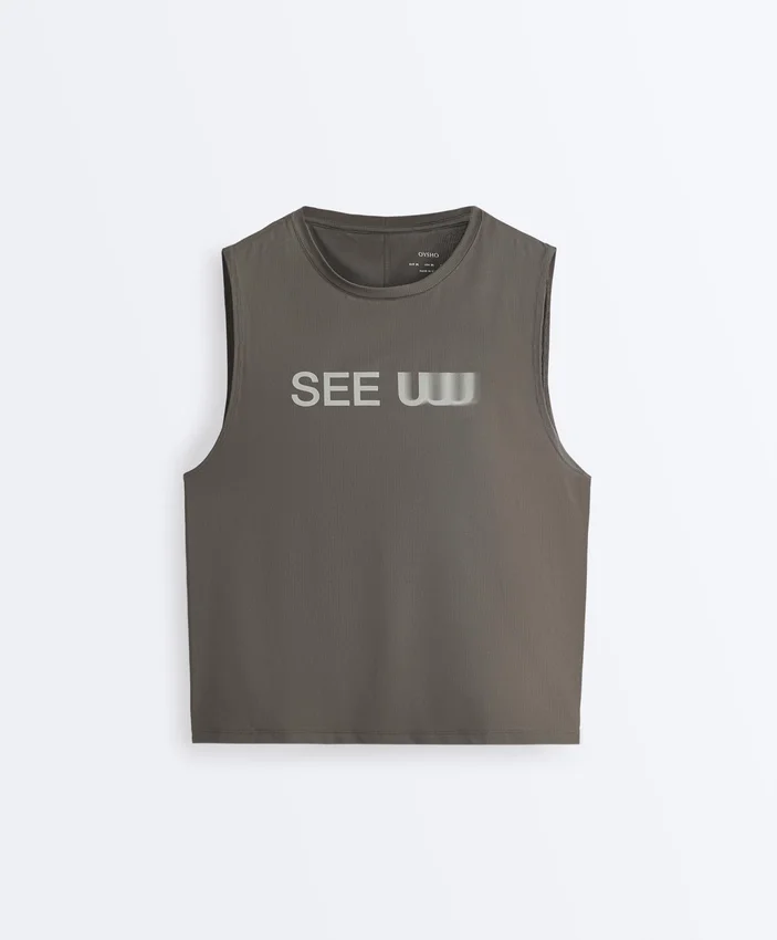 Camiseta técnica sin mangas con texto Camiseta técnica sin mangas con texto