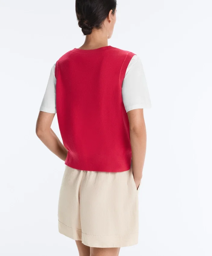 Chaleco de punto con cuello en V Chaleco de punto con cuello en V