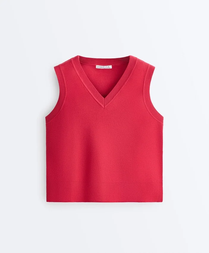 Chaleco de punto con cuello en V Chaleco de punto con cuello en V