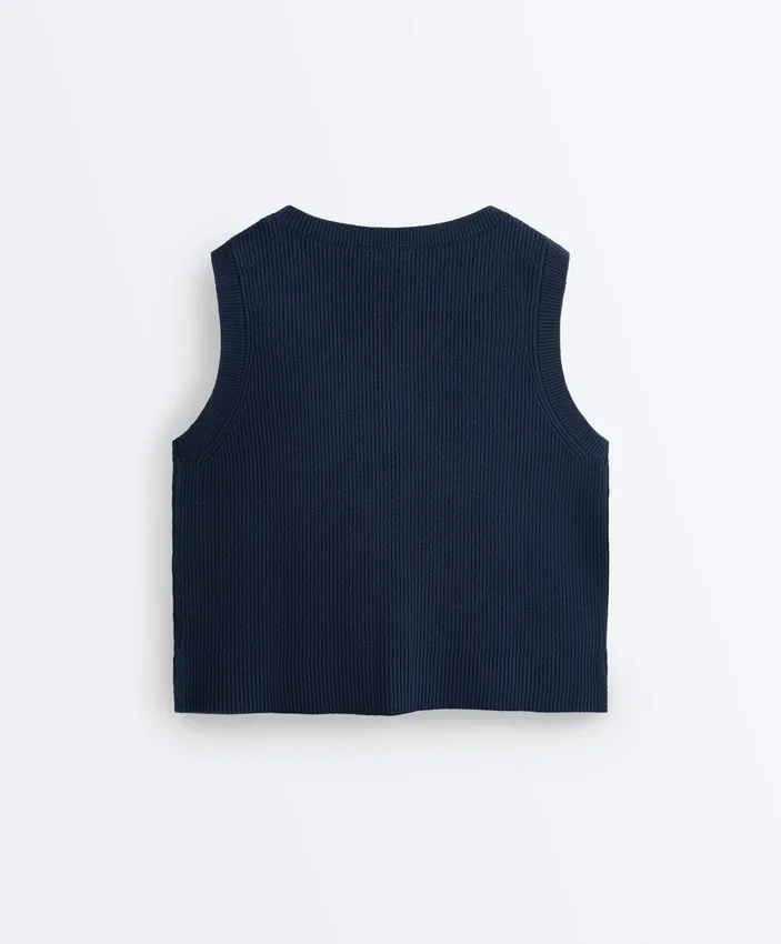 Chaleco de punto con cuello en V Chaleco de punto con cuello en V