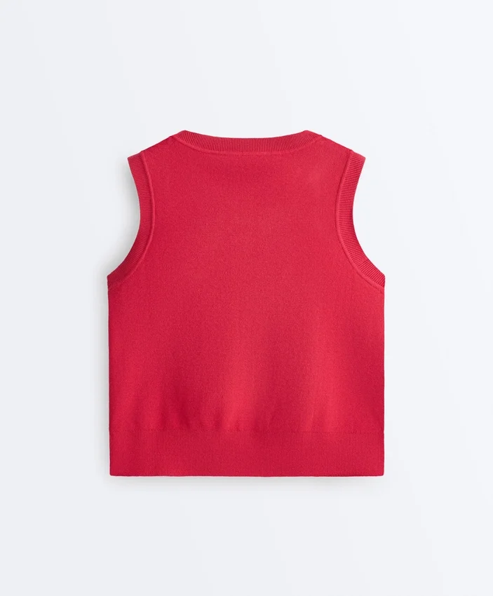 Chaleco de punto con cuello en V Chaleco de punto con cuello en V