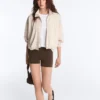 Chaqueta a rayas con bajo fruncido Chaqueta a rayas con bajo fruncido