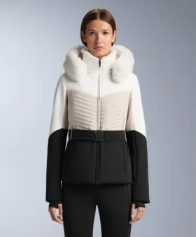 Chaqueta acolchada de esquí Primaloft® con bloques de color y corte superajustado, resistente al agua