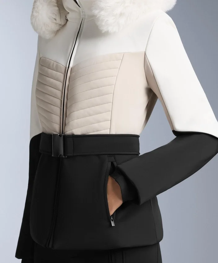 Chaqueta acolchada de esquí Primaloft® con bloques de color y corte superajustado, resistente al agua Chaqueta acolchada de esquí Primaloft® con bloques de color y corte superajustado, resistente al agua