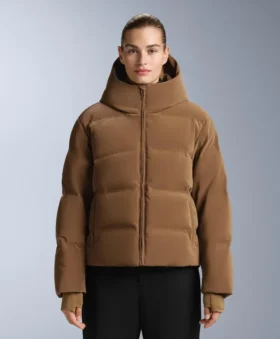 Chaqueta acolchada de satén 80 % plumón y 20 % plumas Minardi Piume Ski, resistente al agua