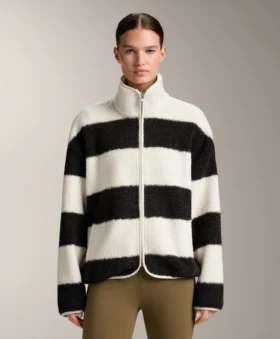 Chaqueta bomber de imitación de piel de oveja a rayas