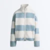 Chaqueta bomber de imitación de piel de oveja a rayas