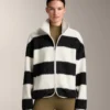 Chaqueta bomber de imitación de piel de oveja a rayas