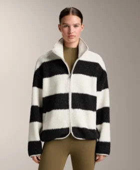 Chaqueta bomber de imitación de piel de oveja a rayas