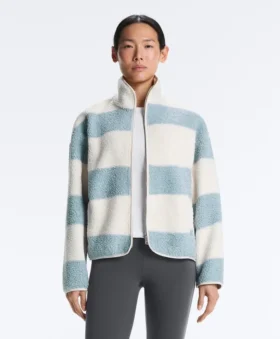 Chaqueta bomber de imitación de piel de oveja a rayas