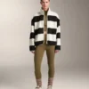Chaqueta bomber de imitación de piel de oveja a rayas