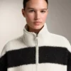 Chaqueta bomber de imitación de piel de oveja a rayas