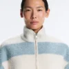 Chaqueta bomber de imitación de piel de oveja a rayas