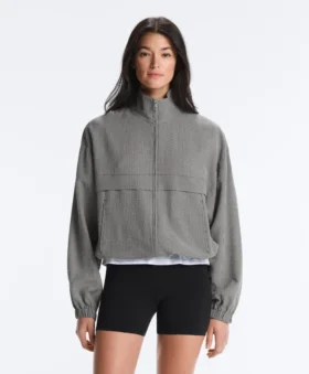 Chaqueta bomber de mezcla de lyocell con estampado de cuadros vichy