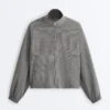 Chaqueta bomber de mezcla de lyocell con estampado de cuadros vichy Chaqueta bomber de mezcla de lyocell con estampado de cuadros vichy