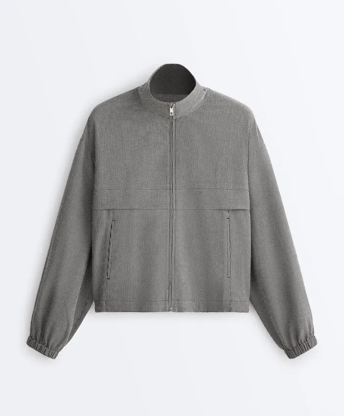 Chaqueta bomber de mezcla de lyocell con estampado de cuadros vichy Chaqueta bomber de mezcla de lyocell con estampado de cuadros vichy