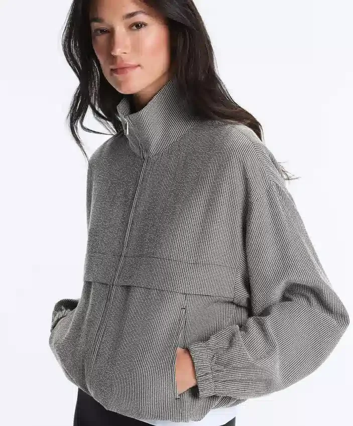 Chaqueta bomber de mezcla de lyocell con estampado de cuadros vichy Chaqueta bomber de mezcla de lyocell con estampado de cuadros vichy