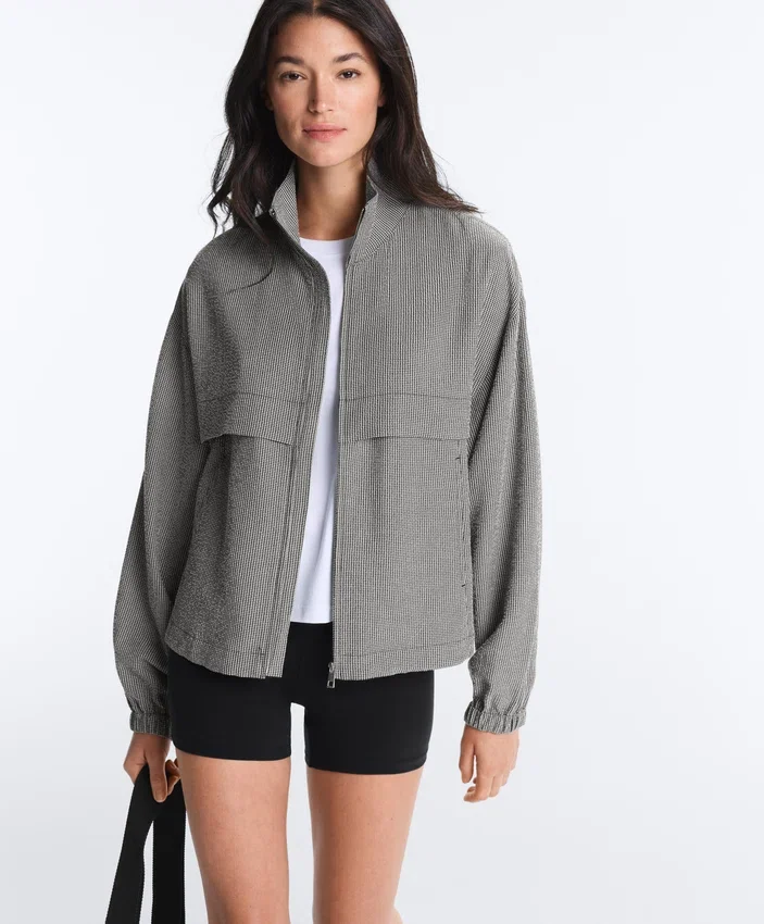 Chaqueta bomber de mezcla de lyocell con estampado de cuadros vichy Chaqueta bomber de mezcla de lyocell con estampado de cuadros vichy