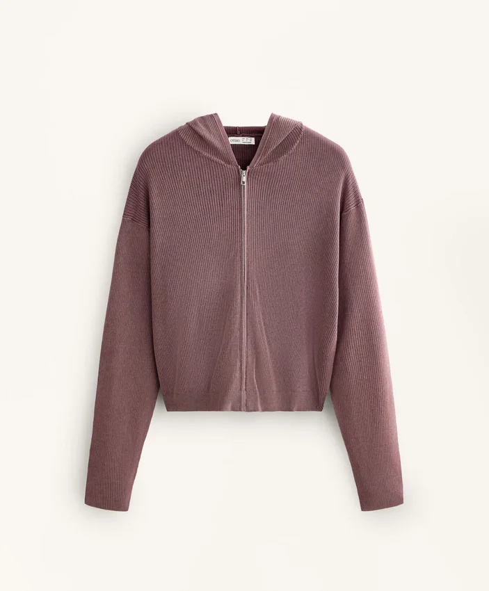 Chaqueta con capucha de punto elástico Chaqueta con capucha de punto elástico