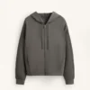 Chaqueta con capucha y detalles acanalados en modal cepillado Chaqueta con capucha y detalles acanalados en modal cepillado