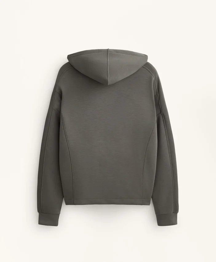 Chaqueta con capucha y detalles acanalados en modal cepillado Chaqueta con capucha y detalles acanalados en modal cepillado