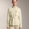 Chaqueta con efecto neopreno y cinturón Chaqueta con efecto neopreno y cinturón