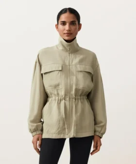 Chaqueta con fruncido en la cintura de mezcla de lyocell y 24 % de lino