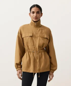 Chaqueta con fruncido en la cintura de mezcla de lyocell y 24 % de lino