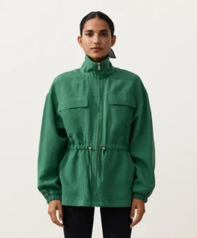 Chaqueta con fruncido en la cintura de mezcla de lyocell y 24 % de lino