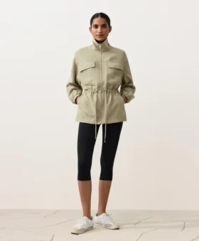 Chaqueta con fruncido en la cintura de mezcla de lyocell y 24 % de lino