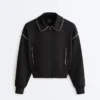 Chaqueta con ribetes efecto neopreno Chaqueta con ribetes efecto neopreno