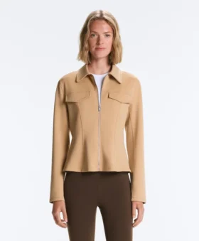 Chaqueta con volantes efecto neopreno y ribetes