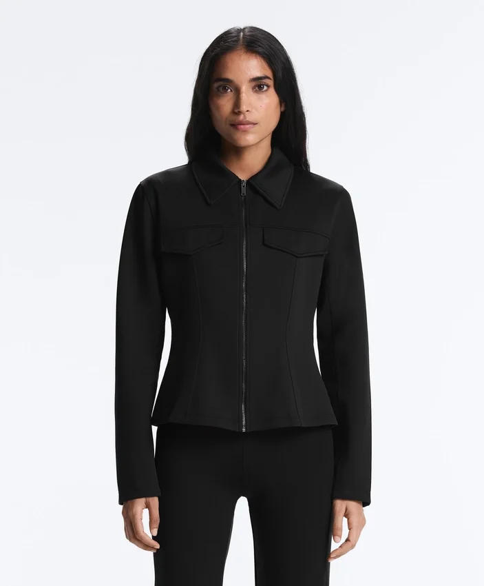 Chaqueta con volantes efecto neopreno y ribetes Chaqueta con volantes efecto neopreno y ribetes
