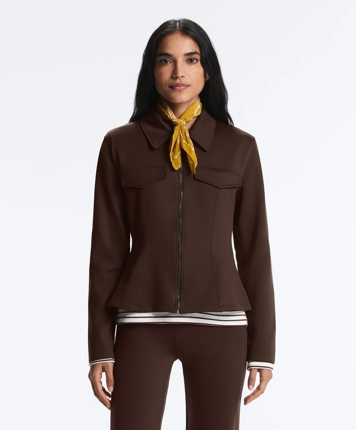 Chaqueta con volantes efecto neopreno y ribetes Chaqueta con volantes efecto neopreno y ribetes