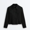 Chaqueta con volantes efecto neopreno y ribetes Chaqueta con volantes efecto neopreno y ribetes