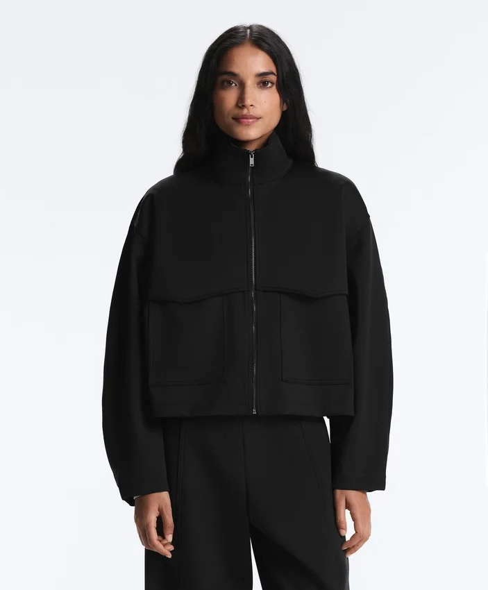 Chaqueta de corte recto con efecto neopreno Chaqueta de corte recto con efecto neopreno