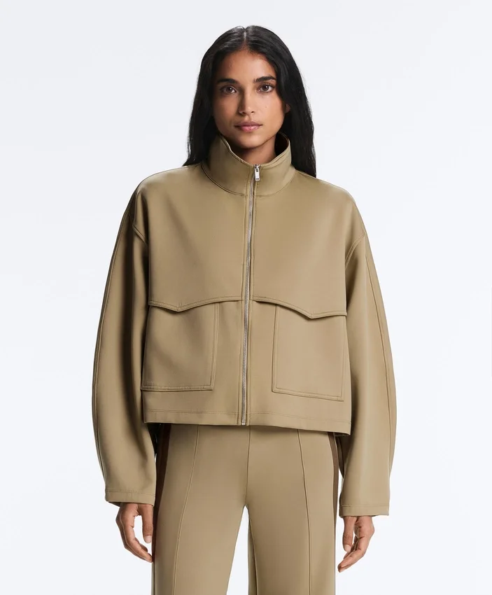 Chaqueta de corte recto con efecto neopreno Chaqueta de corte recto con efecto neopreno