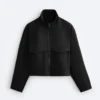 Chaqueta de corte recto con efecto neopreno Chaqueta de corte recto con efecto neopreno