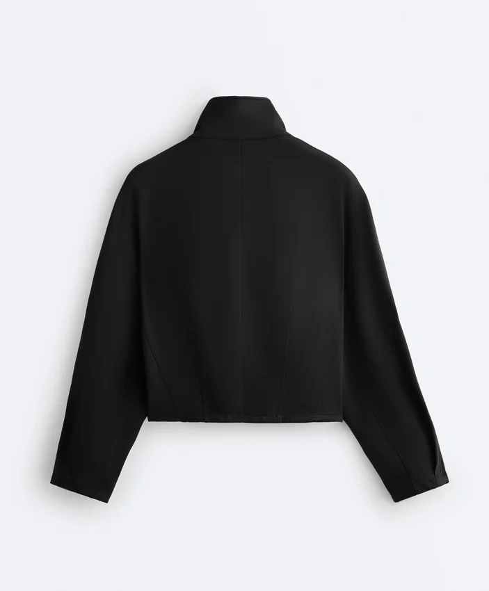 Chaqueta de corte recto con efecto neopreno Chaqueta de corte recto con efecto neopreno