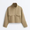 Chaqueta de corte recto con efecto neopreno Chaqueta de corte recto con efecto neopreno