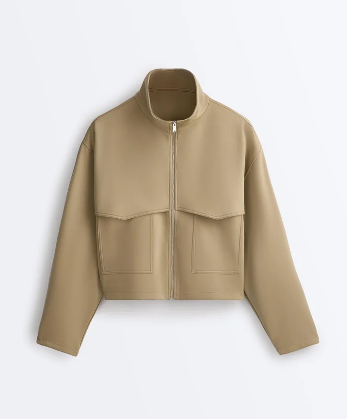 Chaqueta de corte recto con efecto neopreno Chaqueta de corte recto con efecto neopreno