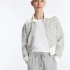 Chaqueta de cuello acanalado a rayas con algodón Chaqueta de cuello acanalado a rayas con algodón