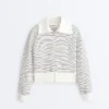 Chaqueta de cuello acanalado a rayas con algodón Chaqueta de cuello acanalado a rayas con algodón