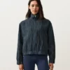 Chaqueta de cuello alto de rayas finas 100 % lino Chaqueta de cuello alto de rayas finas 100 % lino